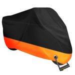 XYZCTEM All Season Black&Orange Waterproof Sun Motorcycle Cover,Fits up to 108" Harley Davison,Honda,Suzuki,Kawasaki,Yamaha and More (XX Large)