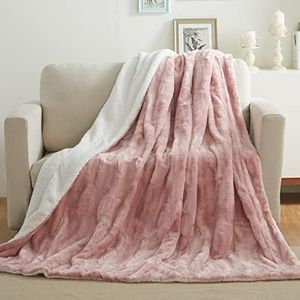 Tache 90x90 Faux Fur Dusty Rose Pink Soft Throw Blanket