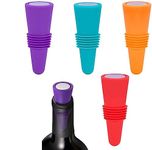 TASKHOUSE Wine Stoppers Silicone Reusable Sparkling Wine Bottle Stopper and Beverage Stopper with Grip Top for Keep The Wine Fresh (4 Pack Multicolor)