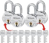 Wilson Big Size 78mm Common Key Lock Pack of 4 with 8 Same Keys 12 Lever Heavy Anti Theft Lock for Home Office Main Door Lock High Security Weather Resistant