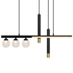 LED Bar 5 Light Pendant Light Cluster Mini Glass Globes, Slim Tubular LED Lamp Shades, Black and Brass Suspended Ceiling Light H3135