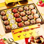 1 Rakhi + 24 Pcs Luxury Chocolate Gift Packs | Rakhi Gift for Brother & Sister | Belgian chocolate | Handmade Chocolate Gift Packs - Chocolate Basket Premium Gift For Girlfriend, Boyfriend, Him, Her, Wife, Husband | Celebration Chocolate Hamper | Truffle Chocolate Box