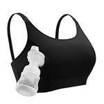 momcozy Hands Free Pumping Bra, Adjustable Breast-Pumps Holding Bra, Pumping & Nursing in One Black