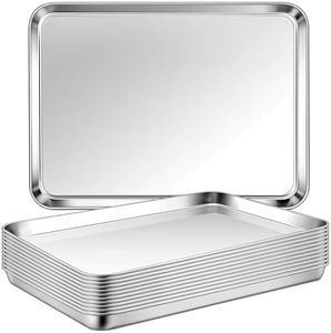 Homikit 12 Pack Baking Sheet Set, 18x13 Inches Stainless Steel Large Cookie Pans for Oven, Heavy Duty Metal Half Sheet Baking Tray for Roasting Cooking, Nonstick & Rust Free, Dishwasher Safe