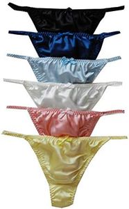 Yavorrs 6pcs Women's 100% Silk Panties G-Strings Thongs Size S M L XL 2XL (S, Multicoloured)