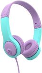 JLab JBuddies Folding Kids Wired Headphones Gen 2, Pink/Teal, Toddler Headphones, Noise Isolation, Kids Safe, Volume Limiting Headphones, Headphones for Children Ages 2+