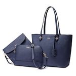 Handbags for Women Shoulder Bags Tote Satchel Hobo 3pcs Purse Set Navy