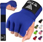 WYOX Gel Boxing Hand Wraps Inner Gloves for Men and Women, Quick 80cm Long Wrist Straps, Elasticated Padded Boxing Wraps for Muay Thai, MMA, Kickboxing, Martial Arts Training Bandages (Blue, S/M)