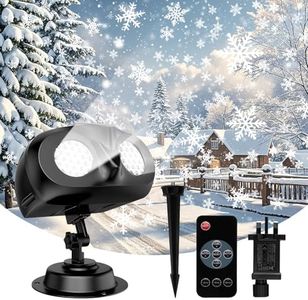 Christmas Projector Lights Outdoor, 2-in-1 Binocular LED Snowflake Projector lights with Remote Control, Waterproof HD Projector Lights, Indoor Outdoor Decoration for Christmas Halloween Party Wedding
