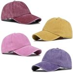 VIOKKO 4 Pieces Kids Toddler Boys Girls Baseball Hat Washed Distressed Cotton Adjustable Plain Baseball Cap