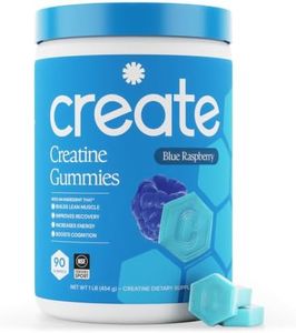 Create Creatine Monohydrate Gummies for Men & Women, Boost Focus, Strength, and Endurance, Anti-Melting Formula, Vegan, Gluten-Free, Non-GMO, 1.5g of Creatine per Gummy (Blue Raspberry, 90 ct)