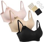 HOFISH Maternity Nursing Bras Seamless 3 Pack Sleep Bralette for Breastfeeding with Free Bra Extenders & Clips L