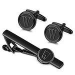 Jstyle Black Initial Cufflinks and 