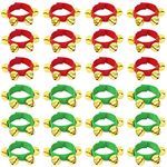 24pcs Christmas Wrist Band Jingle Bells Bracelets Jingle Bell Musical Instruments Party Supplies for Kids Party Decoration Favors (12pcs Red and 12pcs Green)