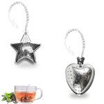 Tea Leaf Infuser, 304 Stainless Steel Tea Strainer Tea Infuser Mesh Tea Ball Filter with Chain Hook for for Loose Leaf Tea, Mugs Teapots Spice (2 PCS)