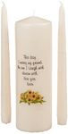 Celebration Candles Wedding Unity 9-Inch This Day I Marry My Friend Pillar Candle with Sunflower Motif and 10-Inch Taper Candle Set, Ivory