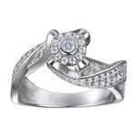 Epinki Engagement Promise Rings for Women, 925 Sterling Silver Twisted Cubic Zirconia Ring Wedding Band Size P 1/2