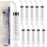 10 Pack 12ml Curved Tip Plastic Syringes Disposable Dental Irrigation Syringe for Dental Care, Feeding Pet, Liquid Injection