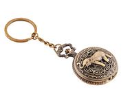 AUGEN Pocket Watch Metal Keychain Elephant Retro Vintage for Gifting With Key Ring Anti-Rust (Pack Of 1)