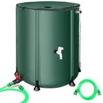 Rain Barrel Water Collection System 53 Gallon - Collapsible Portable Water Storage Tank,Rainwater Collect System Downspout, Water Catcher Container with Filter 2 Spigots ＆ Overflow (Green, 53Gallon)