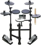 Pyle Electronic Drum Set-Portable Powerful Kit w Machine for Beginners Touch Sensitive Drum Pads, MIDI Computer Connection, Quick Setup Roll-Up Design (Mac & PC Compatible) (PTEDK50) Black