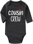 AIZFFZY New to the little cousin crew baby boy outfit cousin baby clothes newborn going home outfit Girl baby, Long Cousin Crew Gray, 0-3 Months