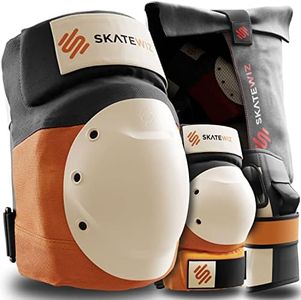 SKATEWIZ Protection Roller Adulte équipement de Protection de Patineur - Protection Skate Adulte et Adolescents - Kit de genouillère trotinette Freestyle - Shield Taille M/L Orange