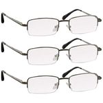 TruVision Readers 3 Pk - Silver Metal Frames and Clear Acrylic Lenses 2.75