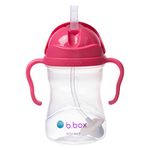 b.box Sippy Cup | Drink from any Angle | Fliptop, Weighted Straw, Leak Proof & Easy Grip | BPA Free, Dishwasher safe | From 6m+ | 240ml/8 oz (Raspberry)