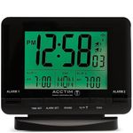 Acctim Delaware Digital Alarm Clock Radio Controlled Dual Couples Alarm Date & Temperature Display Black