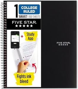 Five Star 1-Subject Spiral Notebook, 8.5" x 11" Sheet Size, College Ruled, 200 Pages/100 Sheets, Neat Sheet Perforated Pages, Wirebound, Black Poly Cover, 1 Notebook (72057)