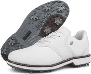 Spikes Golf Shoes Men Professional Golf Shoes Waterproof Walking Footwears for Golfers Outdoor Gym Sneakers (10.5,White)