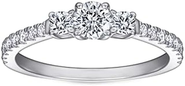Daesar Anneau de Fiançailles Femme, Anneau Argent Femme Halo Simple 4 Broches Rond 4MM Anneau Zirconium Argent Taille 49