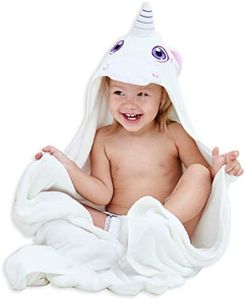 HIPHOP PANDA Hooded Towel - Rayon Made from Bamboo, Bath Towel with Bear Ears for Newborn, Babie, Toddler, Infant - Absorbent Large Baby Towel - Unicorn, 30 x 40 Inch