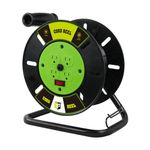 EP Extension Cord Storage Reel with 4-Grounded Outlets, Heavy Duty Open Cord Reel for 12/3 14/3 16/3 Power Cords, Portable Empty Hand Crank Electric Cord Roller Holder, Green