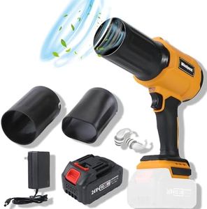 Windpost Car Dryer,Turbo Dry,2200w Handheld Jet Blowers,with 1 X 24VX4.0Ah Battery and Charger, for Car Dust Cleaning and Drying,Yard Cleaning,Lawn Care,Indoor Dusting,2 Blowing Nozzles -Yellow