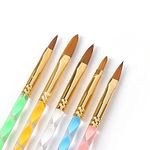 COSLIFESTORE 5PCS Acrylic Nail Brush Set – Professional Nail Art Brushes Sizes 4, 6, 8, 10, 12 for Acrylic Powder, Nail Extension, Carving & DIY Salon Tools