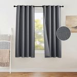 PONY DANCE Thermal Blackout Curtains for Bedroom, Energy Saving Faux Linen Texture Door Curtains Top Eyelet Grey Window Drapes for Living Room, 2 Panels Sun Blocking Boho Curtains, 46 x 72 Drop