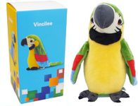 Vincilee Talking Parrot Repeat What You Say Mimicry Pet Toy Plush Buddy Parrot for Children Gift,10cm x 20cm ( Green)