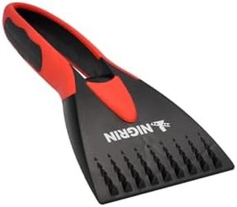 Nigrin Rascador de Hielo para Coche, para Invierno, Mango ergonómico Suave, Dientes para Romper el Hielo, Color Negro y Rojo, 1 Unidad