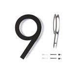 12 Inch Modern Floating House Numbers | Large Metal House Numbers for Outdoors | Black Coated Rust-Proof Home Address Numbers