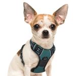 Eagloo Dog Harness No Pull, Walking Pet Harness with 2 Metal Rings and Handle, Adjustable Reflective Breathable Oxford Soft Vest Easy Control Harness for Small Medium Large Dogs, Dark Green, S