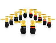 Sewell Deadbolt Right-Angle Banana Plugs, 6 Pairs Quick Connect Gold Plated Speaker Plugs 90 Degree