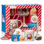 Christmas eve luxury gift hamper kids Christmas hot chocolate and marshmallow gift hamper with snowman socks, gingerbread house, candy cane, snowman mug and more gift set for kids toddlers