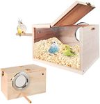 NEOGULY Parakeet Nesting Box, Transparent Bird Box Bird Nests for Cages Nest Box with Perch Wood Bird Cage House Nidos para Pajaros Periquitos for Lovebirds Cockatiel Budgie Conure Parrot