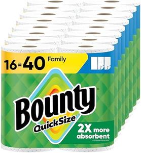 Bounty Paper Towels Quick Size, White, 16 Family Rolls = 40 Regular Rolls