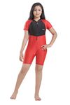 Rovars Girl's Polyester Swim and Skating Wear (U2302, Black, Red, 2-3Yrs)