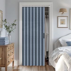 Vatge Accordian Door Curtains for Bedroom, Bathroom, and Closet Without Door, Room Divider Curtain Living Room/Bathroom/Bedroom Curtains, 1 Panel with Tieback, W39 x L78, Blue