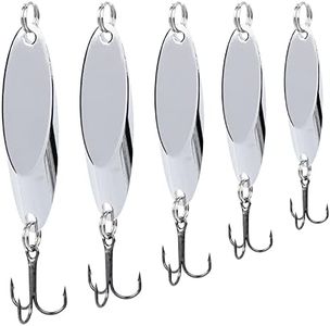 FREGITO 5pcs Fishing Lures Fishing Spoons, Trout Lures Bass Lures Hard Metal Spinner Baits for Salmon Bass Trout (Silver-A)