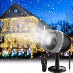 Christmas Snowfall Projector Lights,FLEVO Waterproof Snowfall LED Light Projector,Outdoor Indoor Snow Lighting Projector with Dynamic Snow Effect for Home, Garden, Party, Halloween, Landscape Decor